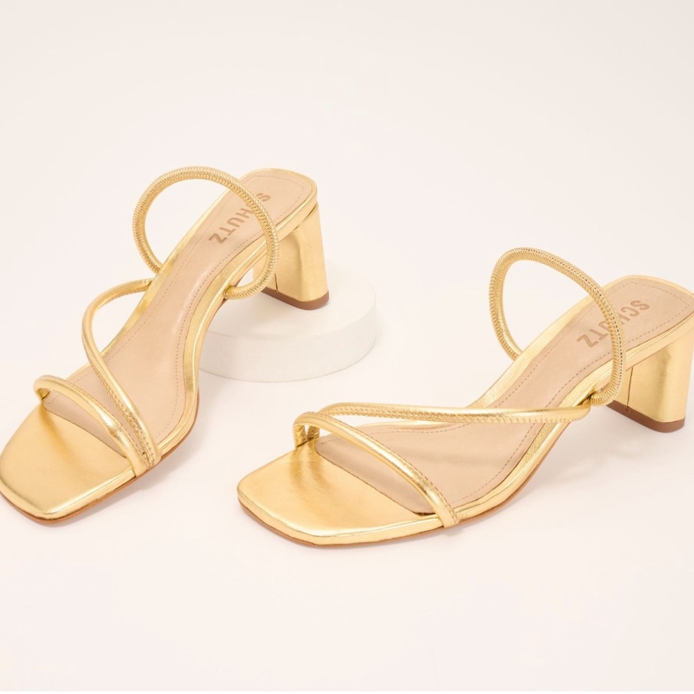 Schultz Gold Strappy Heels